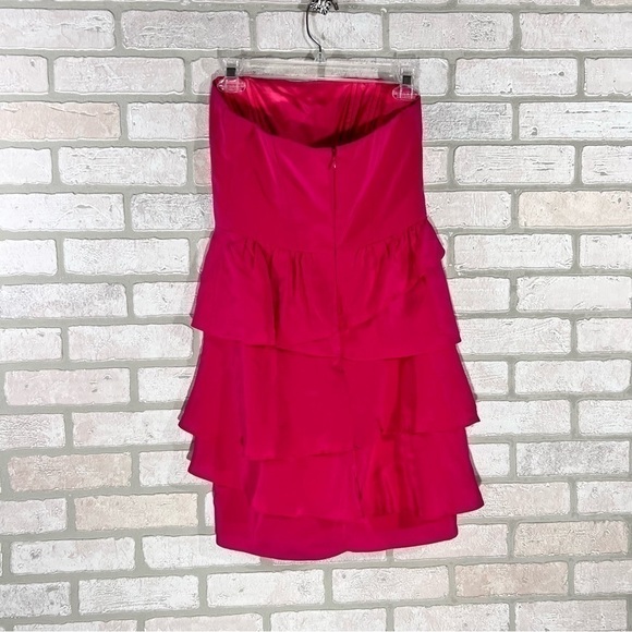 Shoshanna Silk Pink Strapless Tiered Mini Dress Size 4 - Picture 5 of 7